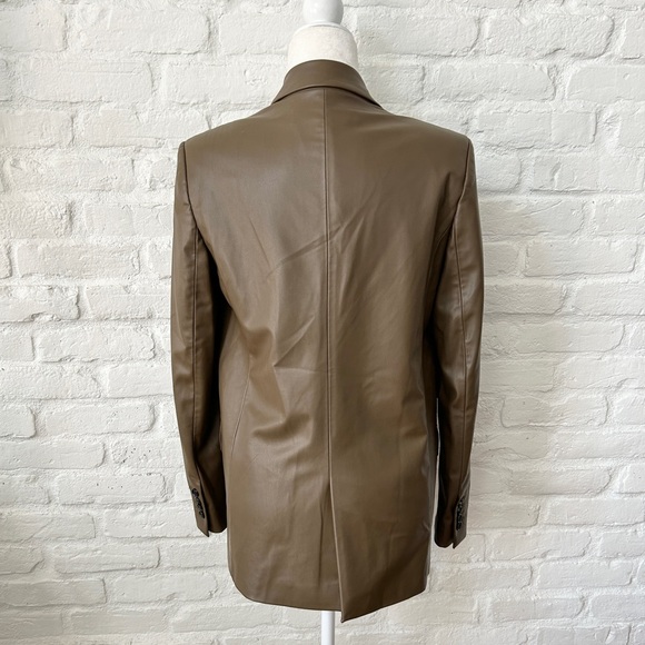 Zara Faux Leather Brown Blazer - Picture 4 of 5